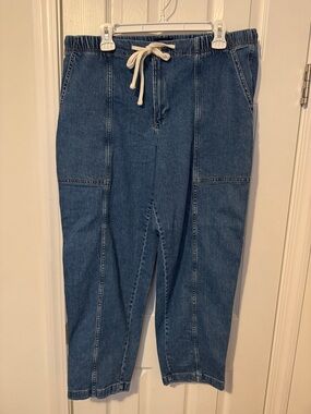 NWOT Banana Republic Elastic Waist Tapered Mid-Rise Jeans with Drawstring